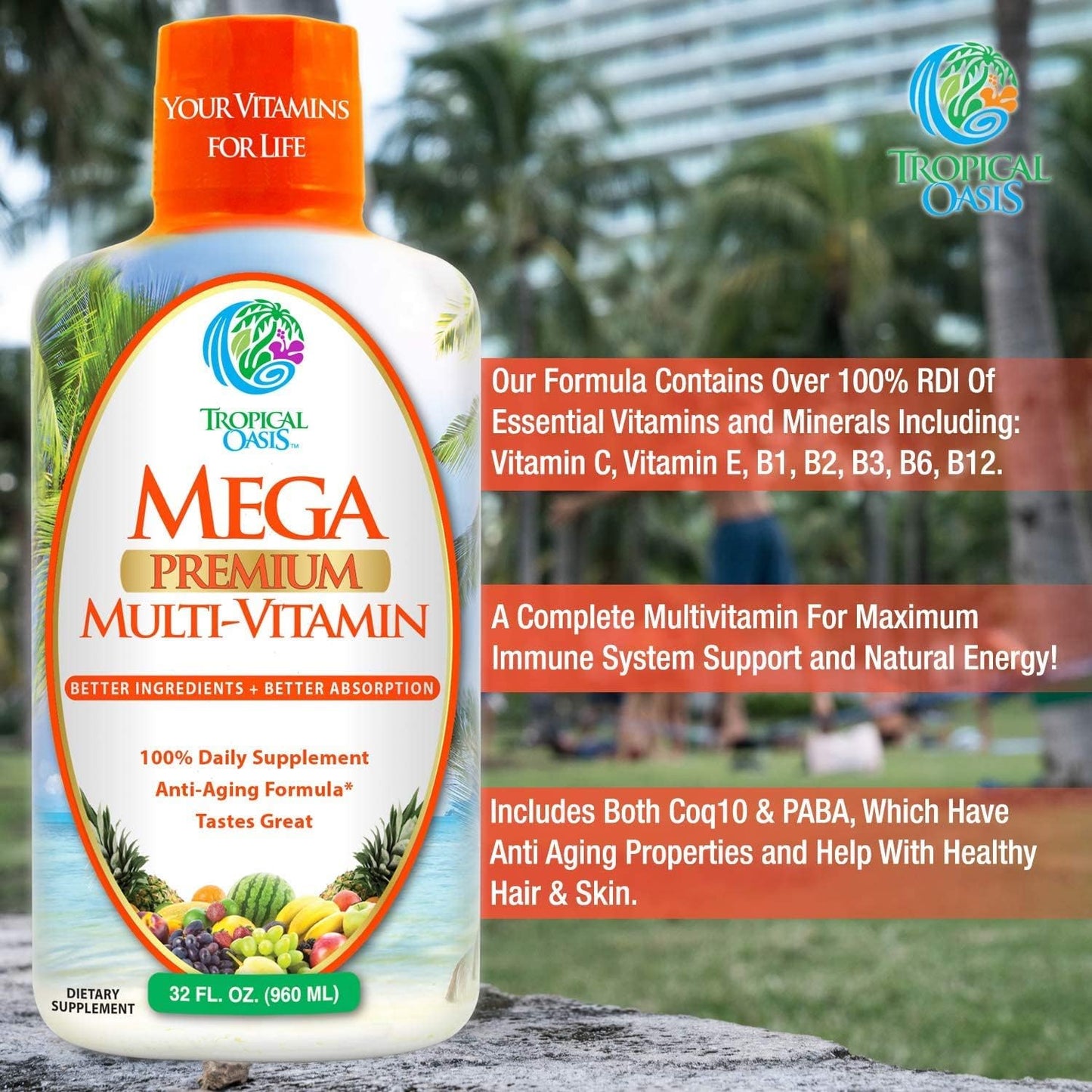 Mega Premium Multivitamínico líquido | Vitamina natural de apoyo in...