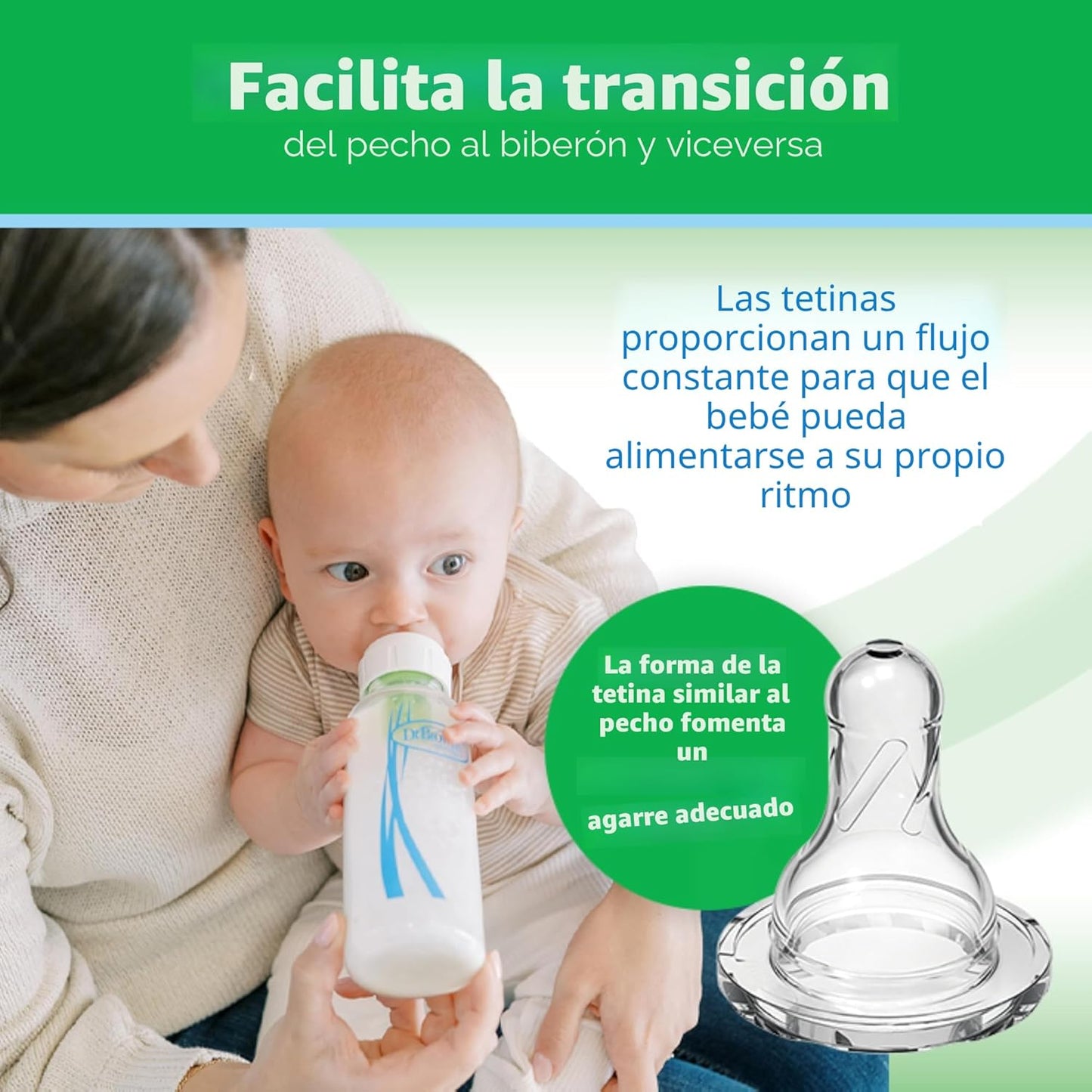 Dr. Brown's Anti-Colic Options+ - Biberón de vidrio estrecho co...