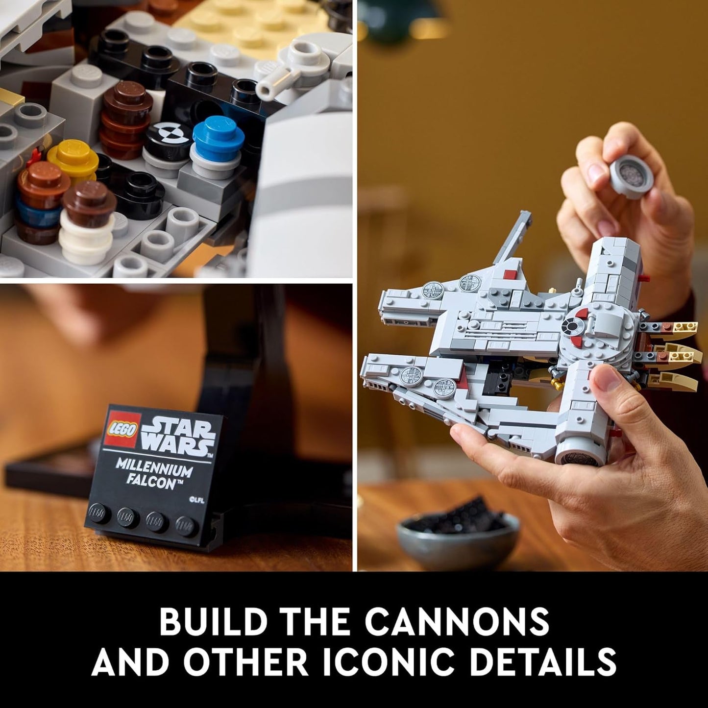 LEGO Star Wars Millennium Falcon A New Hope modelo coleccionable del 25 aniversario – Juegos de construcción de bricolaje para adultos, hombres y mujeres, a partir de 18 años – Viene con soporte de
