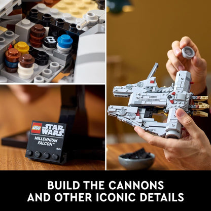 LEGO Star Wars Millennium Falcon A New Hope modelo coleccionable del 25 aniversario – Juegos de construcción de bricolaje para adultos, hombres y mujeres, a partir de 18 años – Viene con soporte de