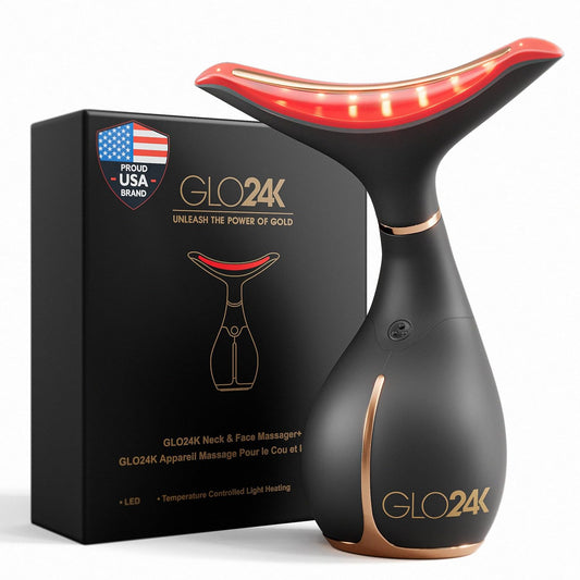 GLO24K - Dispositivo de belleza facial y cuello con luz roja, herra...