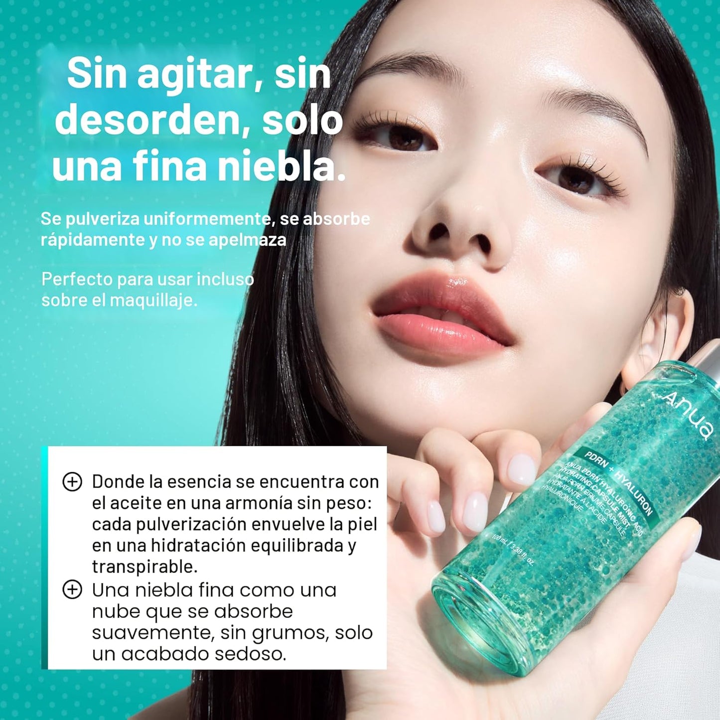 ANUA PDRN - Suero facial en aerosol con brillo de colágeno, niebla...