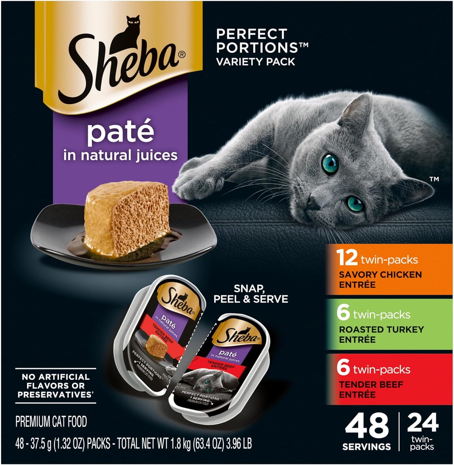 Sheba Perfect Portions Comida Húmeda para Gatos Paté Plato de Pollo...