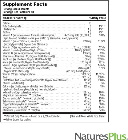 NaturesPlus Source of Life Gold Multivitamínico - 180 tabletas - Ap...
