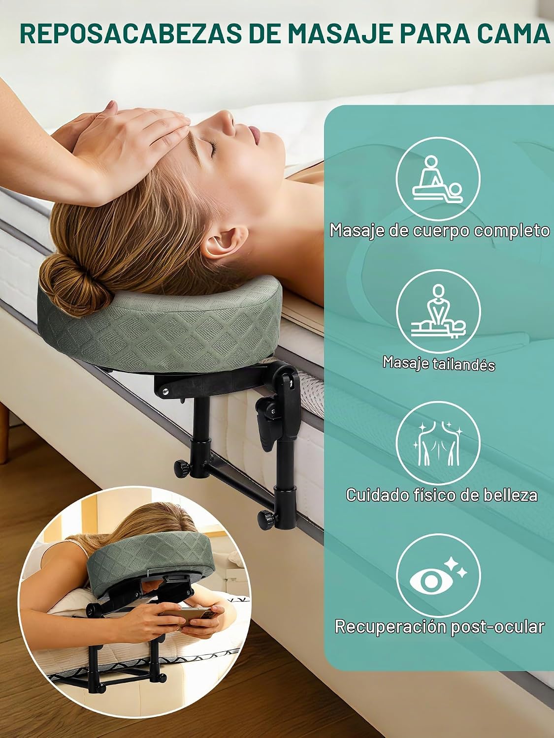 LIARTY - Reposacabezas de masaje para cama, base facial debajo del...