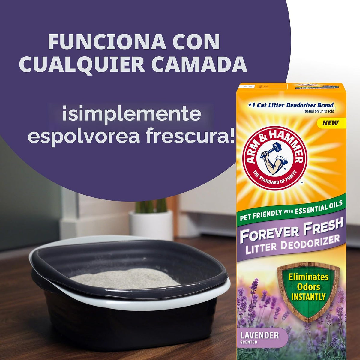 ARM &amp; HAMMER Forever Fresh Desodorizador de arena para gatos, 3...