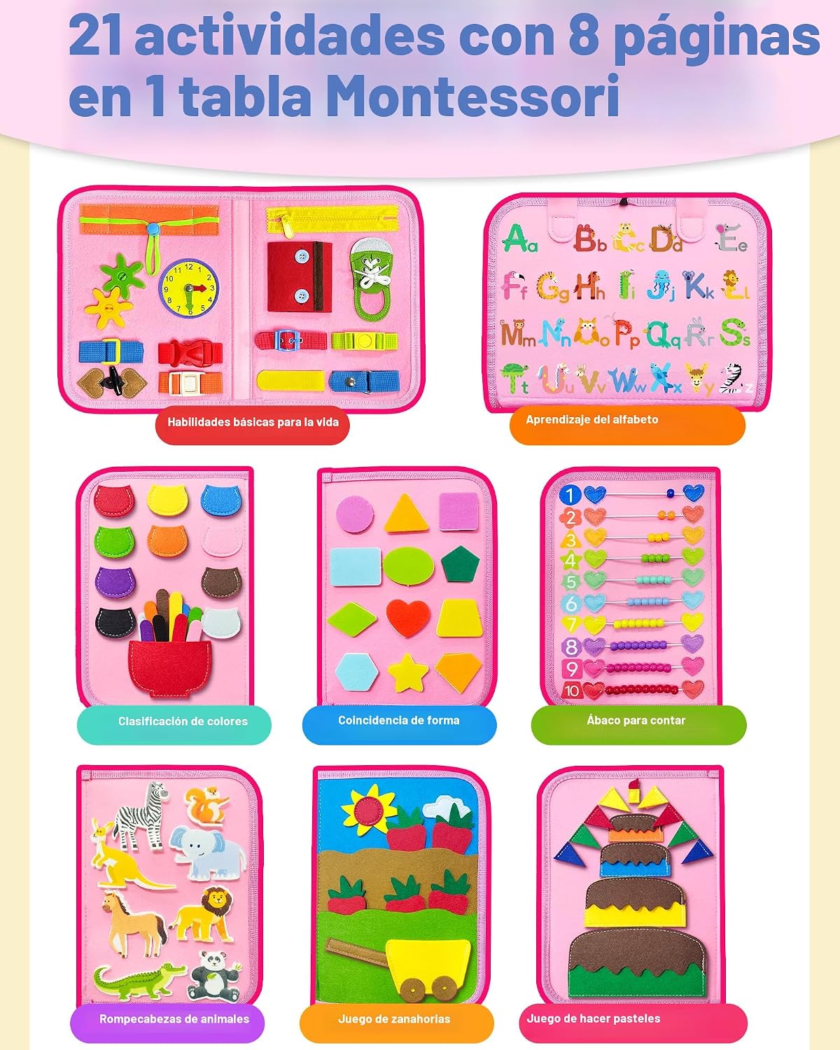 Exorany Juguetes Montessori de tablero ocupado para niñas pequeñas,...