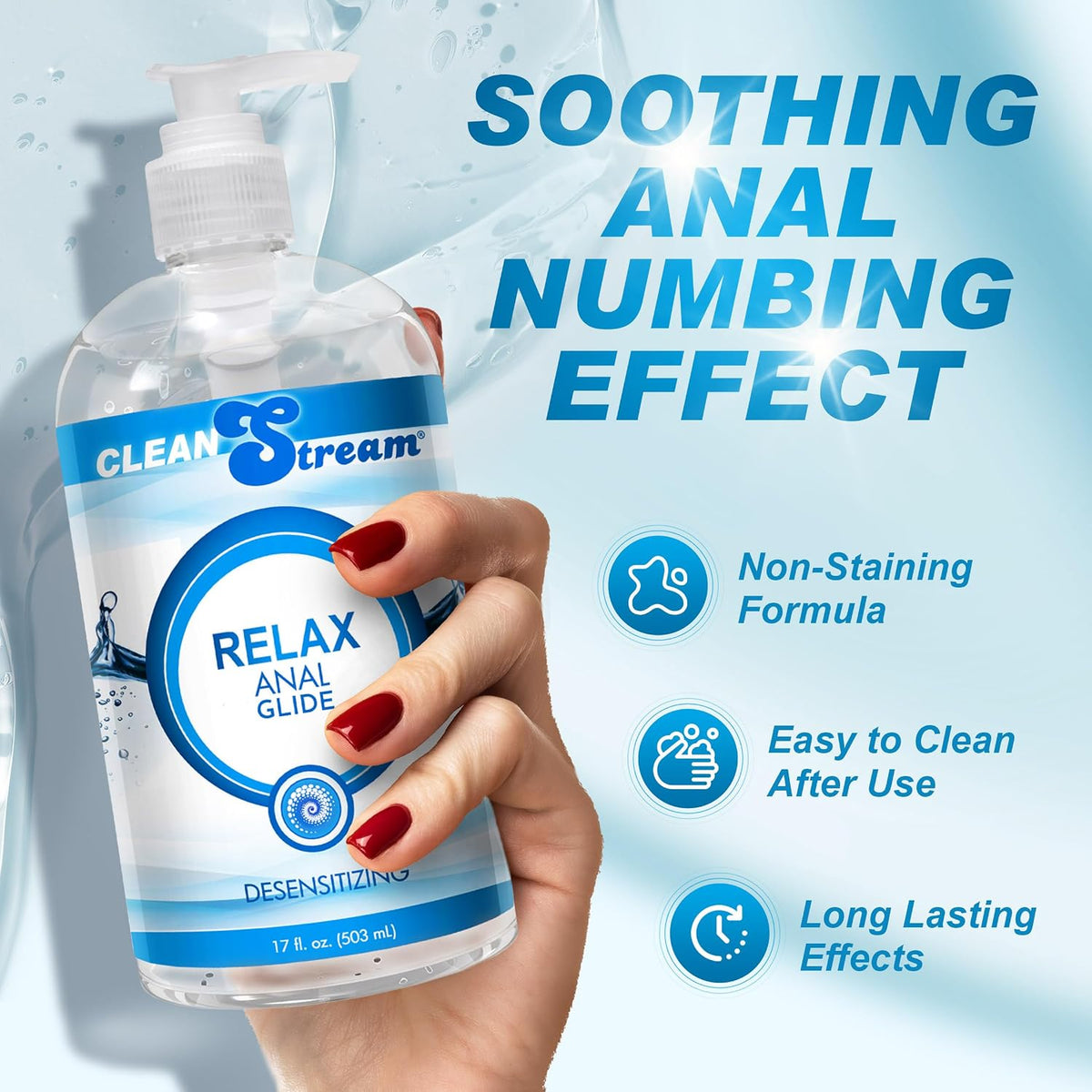 Cleanstream Relax - Lubricante a base de agua, sin perfume, sin fra...