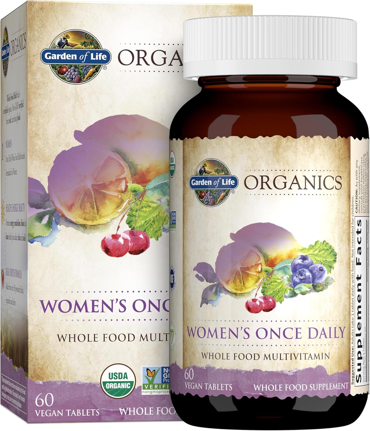 Suplemento multivitamínico orgánico Garden of Life, para mujer, tab...