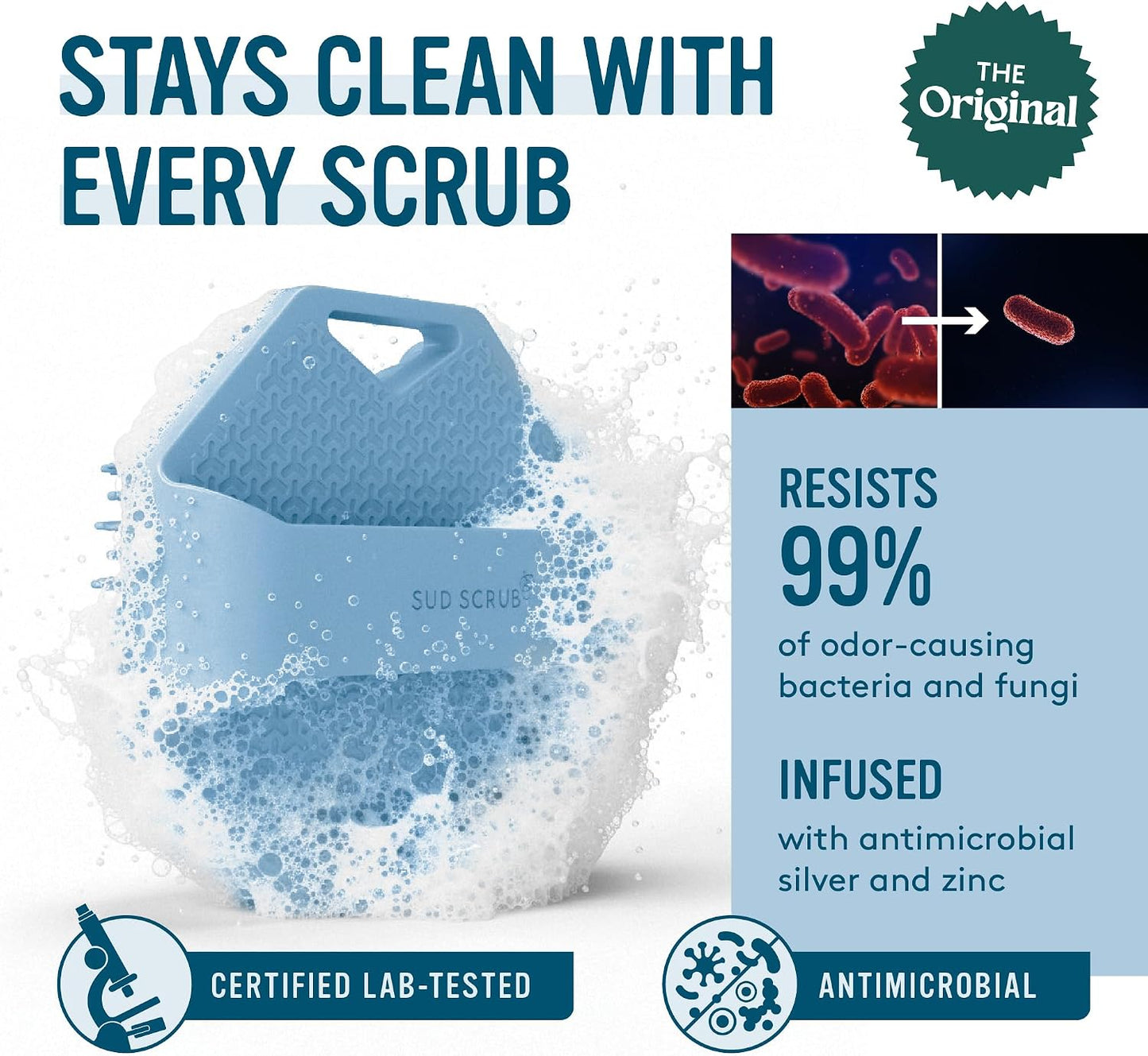 Sud Scrub® Limpiador Corporal de Silicona Antimicrobiana, Exfoliant...