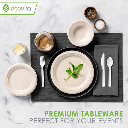 Ecovita Cuchillos 100% compostables \u2013 500 utensilios desechabl...
