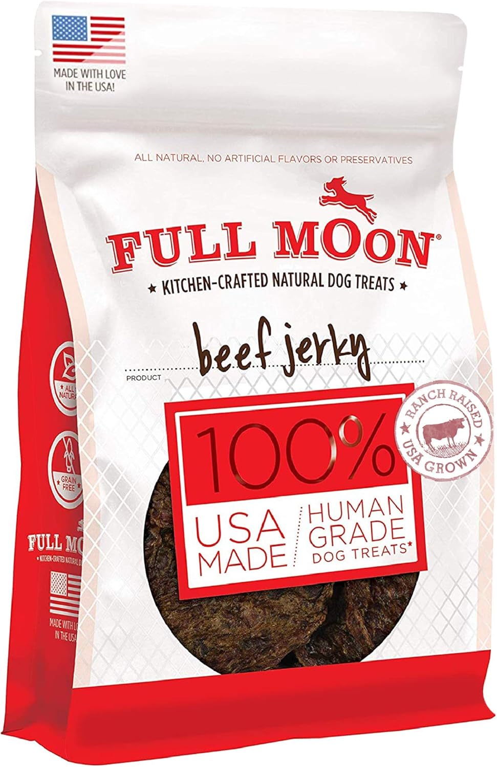 Full Moon Golosinas para perros con carne seca de res, saludables,...