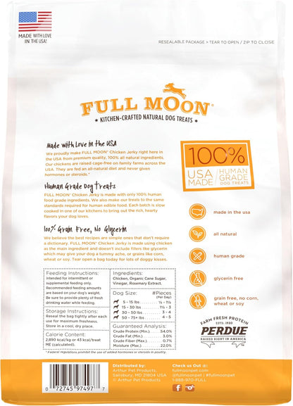 Golosinas para perros Full Moon, cecina de pollo saludable, totalme...