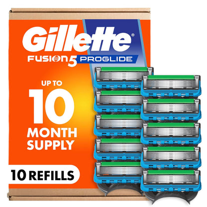 Gillette Fusion5 ProGlide - Recargas de cuchillas de afeitar para hombres, 10 cartuchos de afeitar para mango FlexBall, cuchillas de 5 hojas, recortadora de precisión para hombres