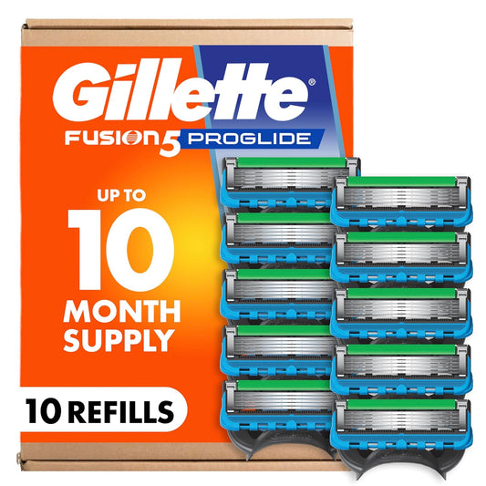 Gillette Fusion5 ProGlide - Recargas de cuchillas de afeitar para hombres, 10 cartuchos de afeitar para mango FlexBall, cuchillas de 5 hojas, recortadora de precisión para hombres