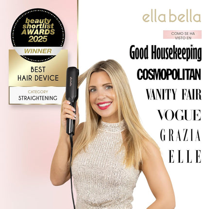 ELLA BELLA® Plancha plana de titanio para alisar el cabello (con in...