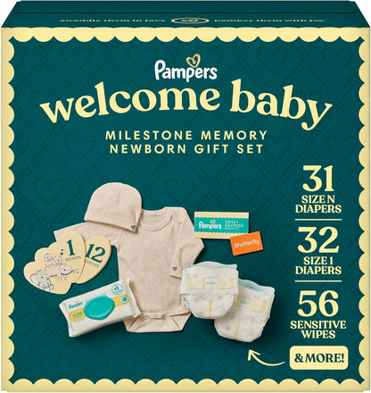 Pampers Set de regalo, pañales desechables, toallitas sensibles y r...