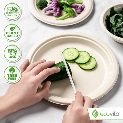 Ecovita Cuchillos 100% compostables \u2013 500 utensilios desechabl...