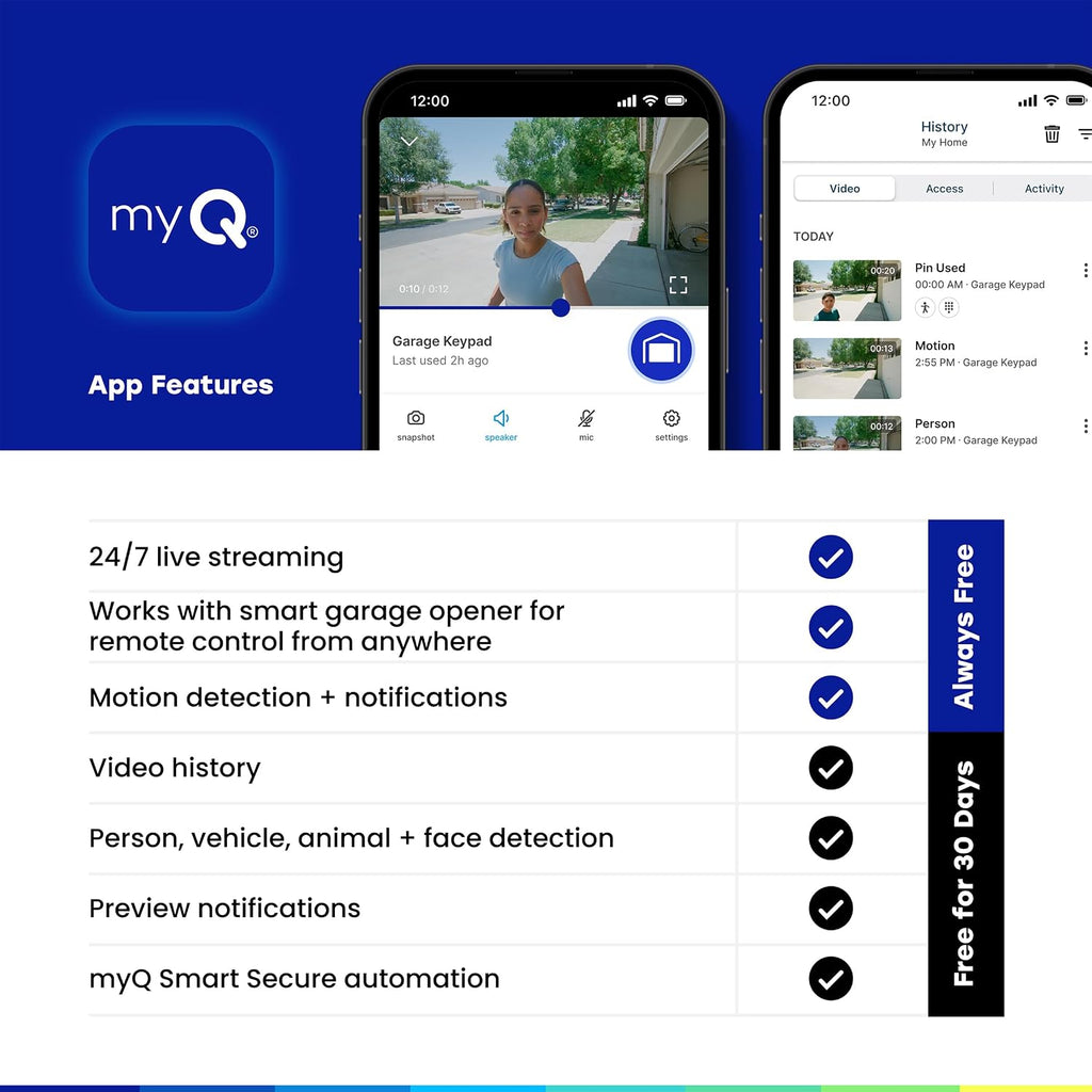 myQ - Teclado inteligente de video para puerta de garaje con cámara...