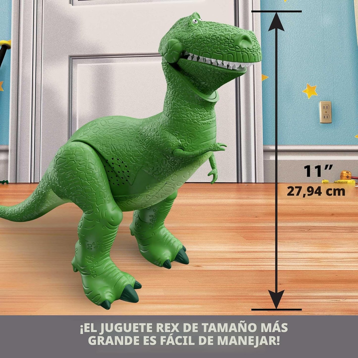 Mattel Disney y Pixar Toy Story Figura de Acción de Dinosaurio que Habla con Brazos Movibles, Risas Rugientes Rex Dino Toy, T Rex de 10.8 Pulgadas con Más de 40 Sonidos y Frases