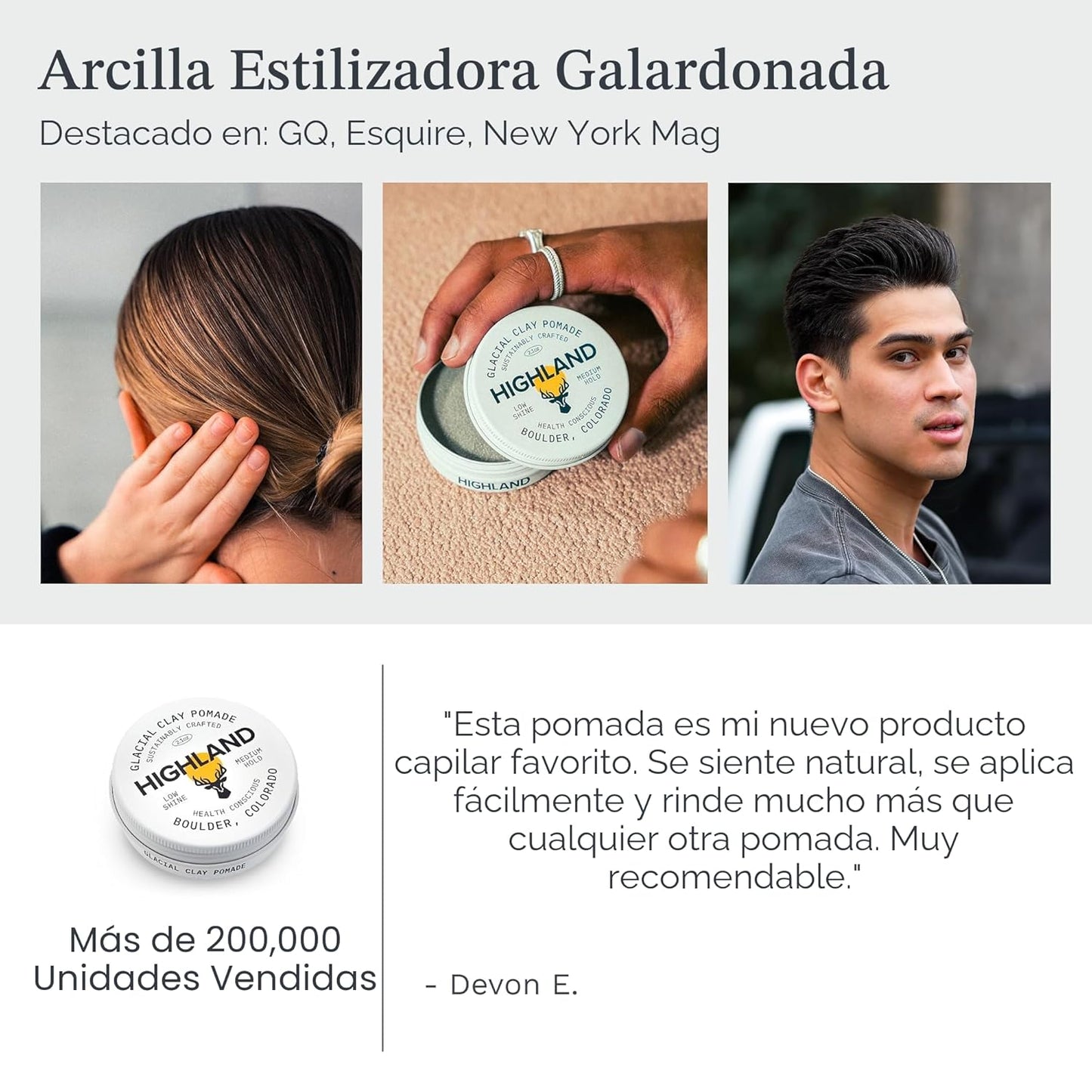 Highland Glacial Pomada de Arcilla para el Cabello - Arcilla para p...