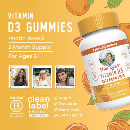 Gomitas de vitamina D3 de MaryRuth Organics | Suministro para 2 mes...