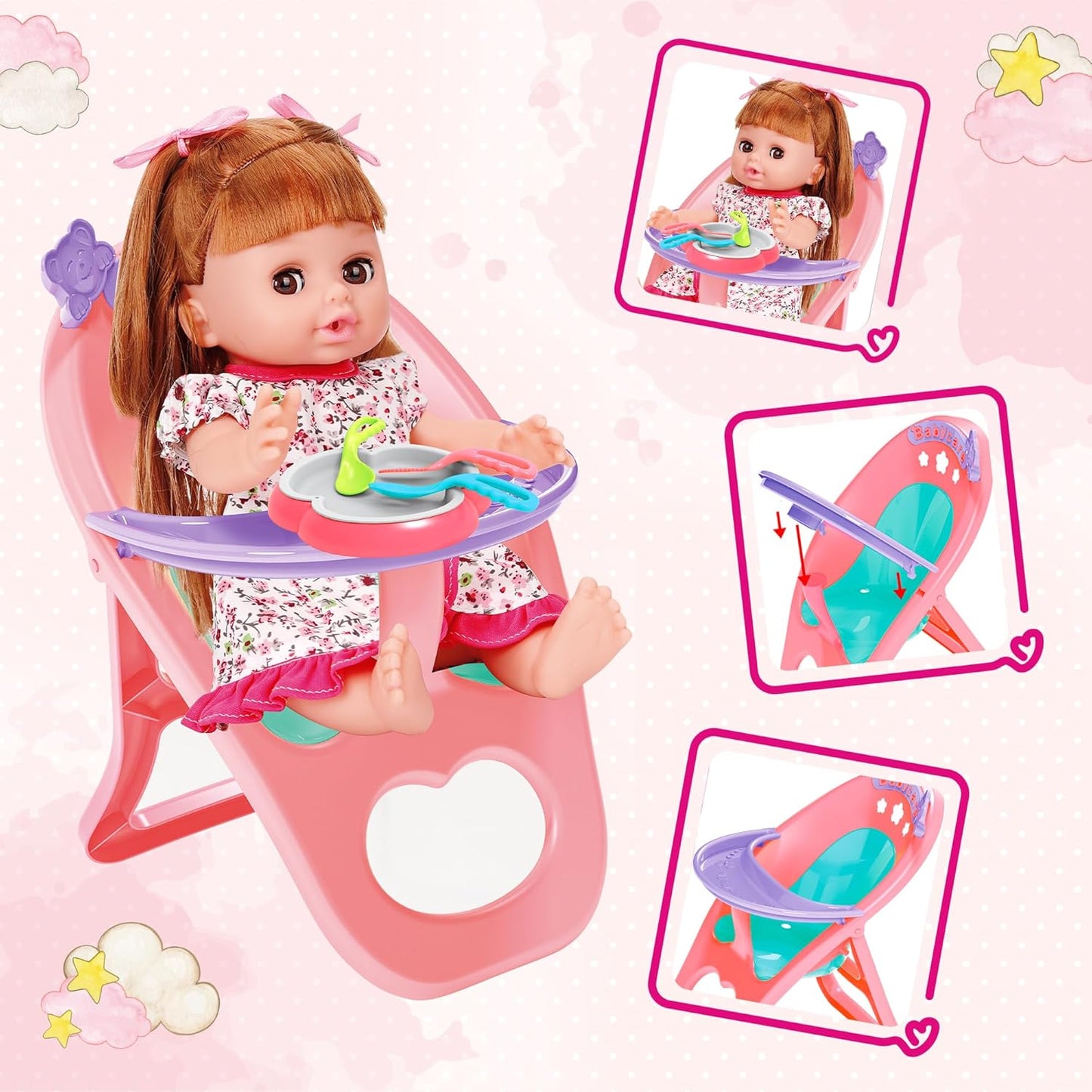 Juego de juguetes para muñecas de bebé, juguetes de muñeca de 14...