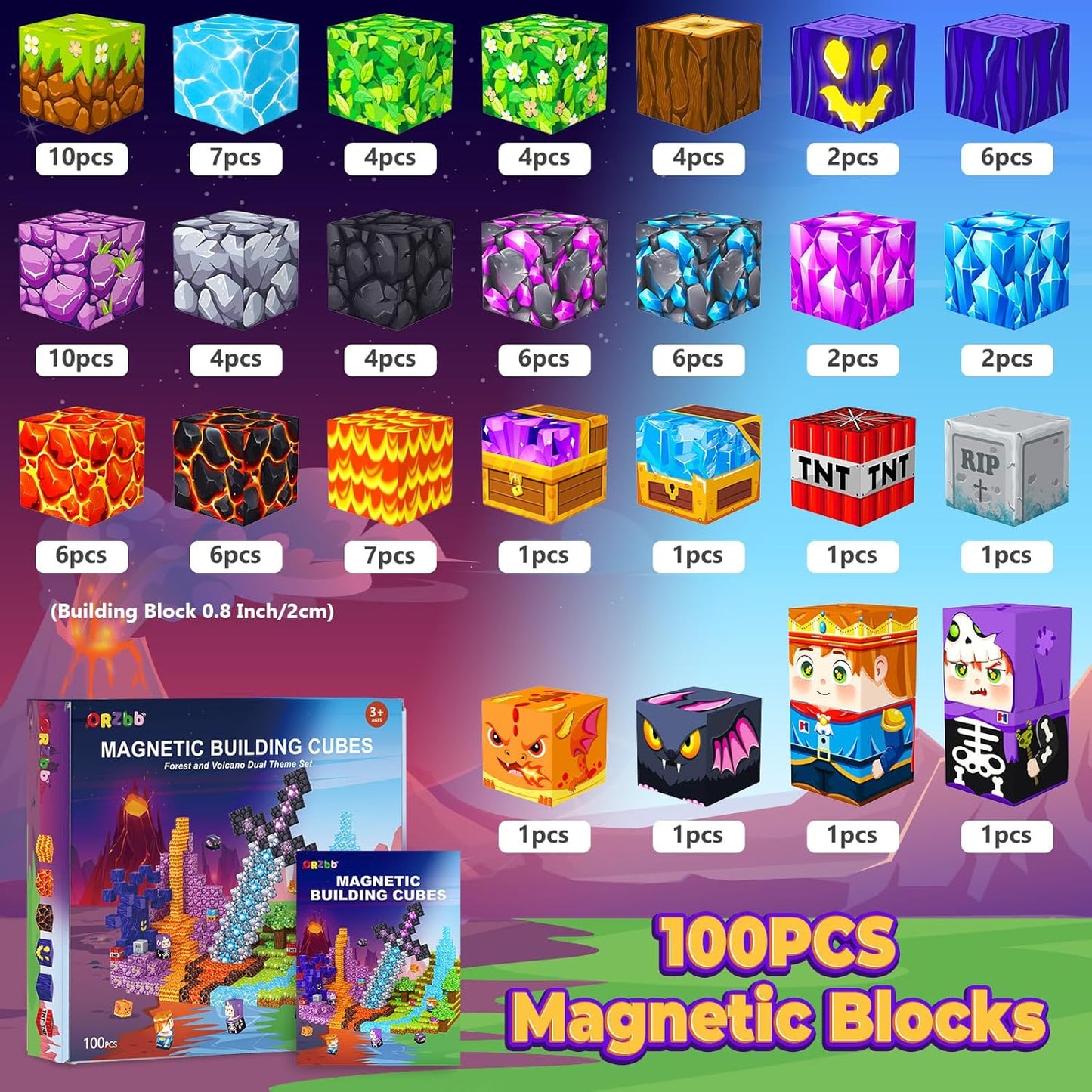 ORZbb Bloques magnéticos, cubos de construcción magnéticos para niñ...