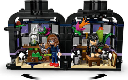 LEGO Wednesday - Juguete de construcción de flores de dalia negra, juego de simulación para niñas y niños, a partir de 9 años, con Minidolls de Wednesday Addams y profesor, bloques de construcción