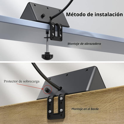 Regleta de alimentación de montaje en borde para mesita de noche co...