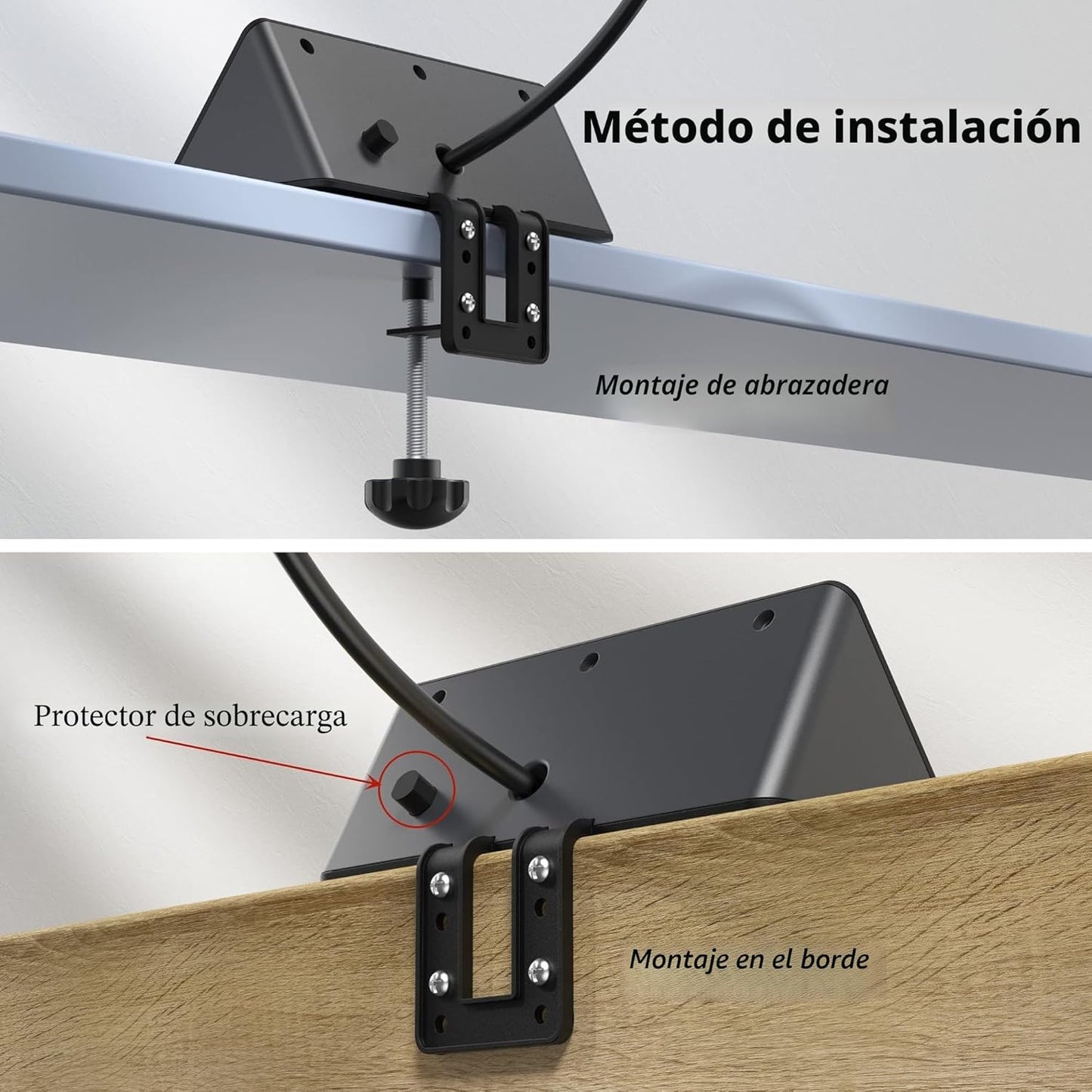Regleta de alimentación de montaje en borde para mesita de noche co...