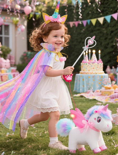 Juguetes de unicornio para niñas de 4 a 6 años, regalos de unicornio, unicornio interactivo que camina, habla, canta con capa de princesa iluminada, juguete de peluche de unicornio con