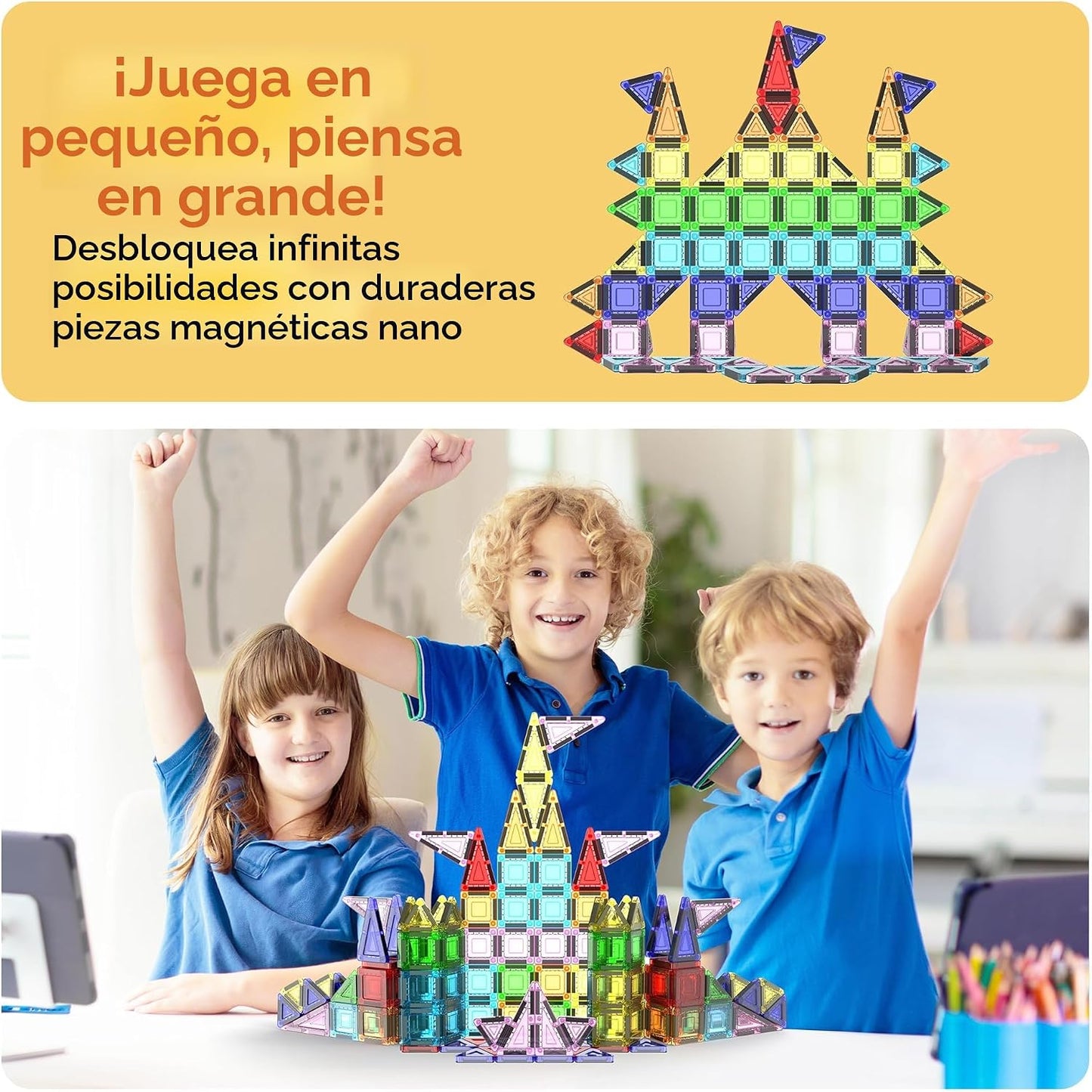 PicassoTiles Juego de 65 piezas de azulejos magnéticos nano de tama...