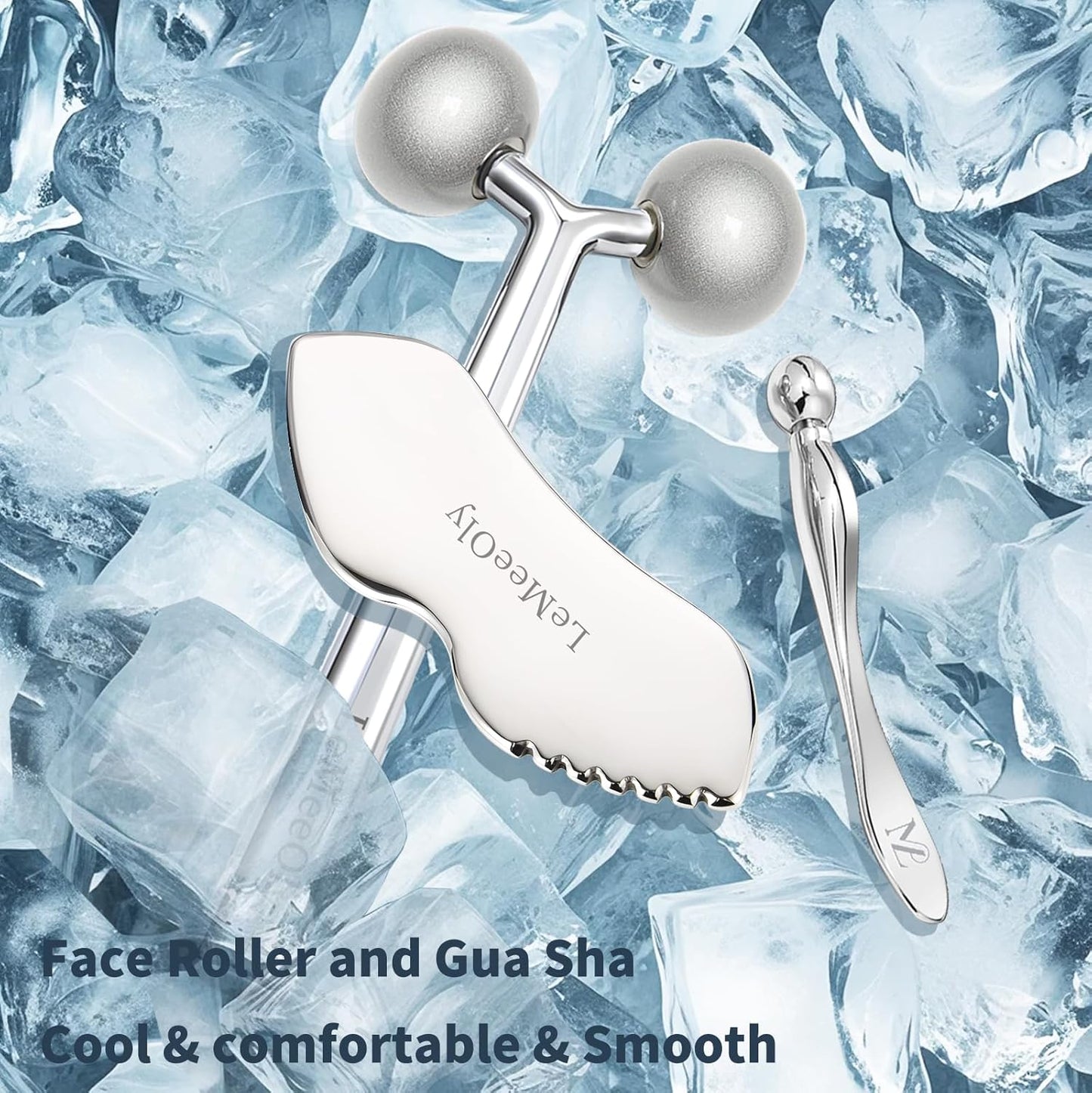 LeMeeOly 2 piezas de herramientas faciales Gua Sha de acero inoxida...