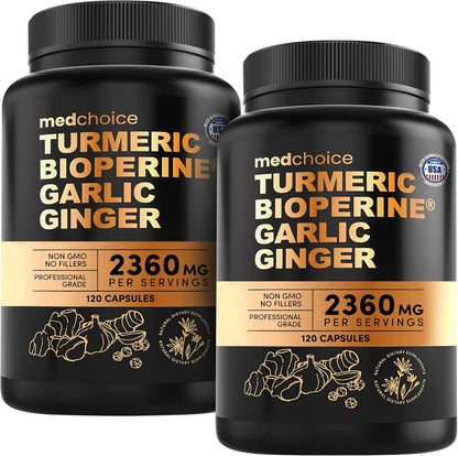 Suplementos 4 en 1 de cúrcuma y ajo con BioPerine \u2013 Cápsulas d...