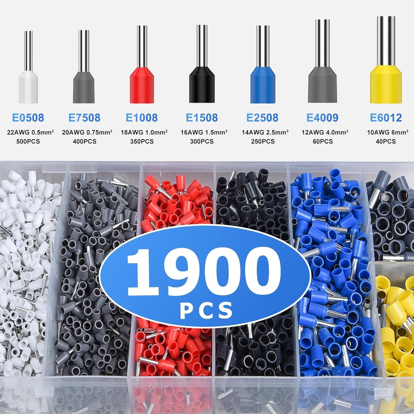 Kit de herramientas de crimpado de virola Preciva con 1900 piezas d...