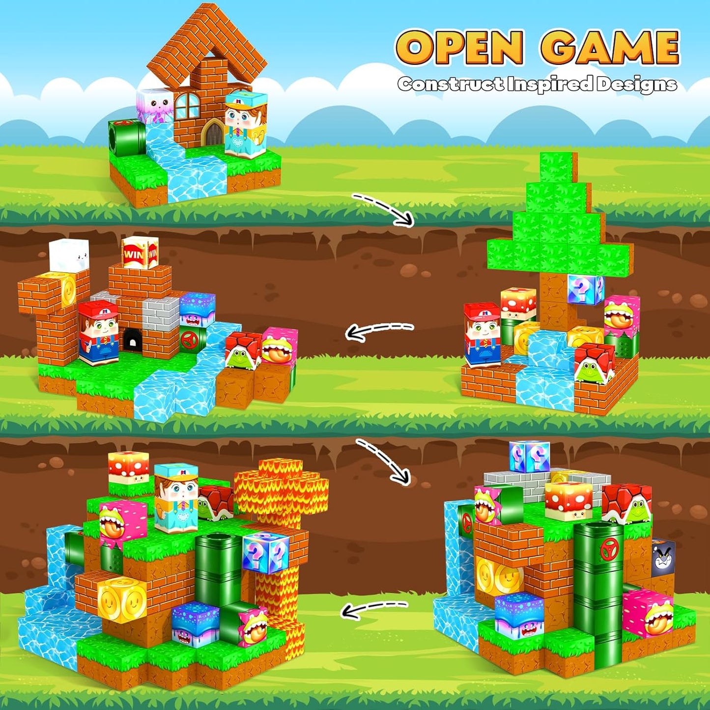 ORZbb Bloques magnéticos, juegos de construcción para niños de 3, 4...
