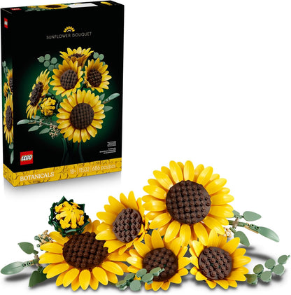 LEGO Botanicals 11502 - Ramo de girasol para adultos, a partir de 18 años, flores artificiales para la oficina en casa, dormitorio o decoración de escritorio, regalos para mujeres y hombres