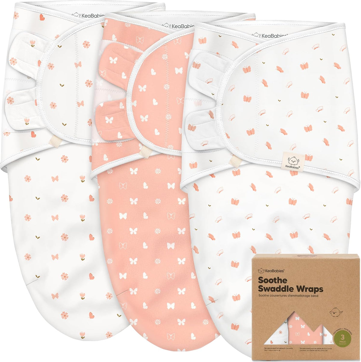KeaBabies 3pk - Pañales orgánicos para recién nacidos, 0.5 mariposa...