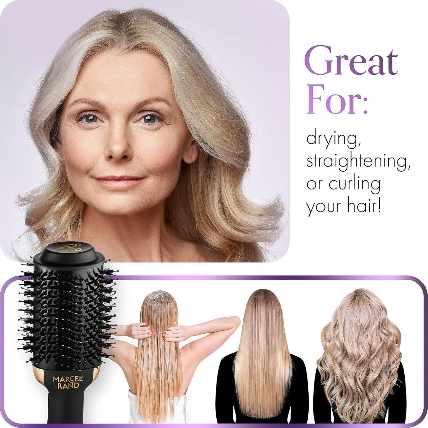 Cepillo secador de pelo ovalado 2 en 1 profesional para mujer, 2.95 pulgadas con estuche rígido de viaje y caja de regalo premium, negro y dorado