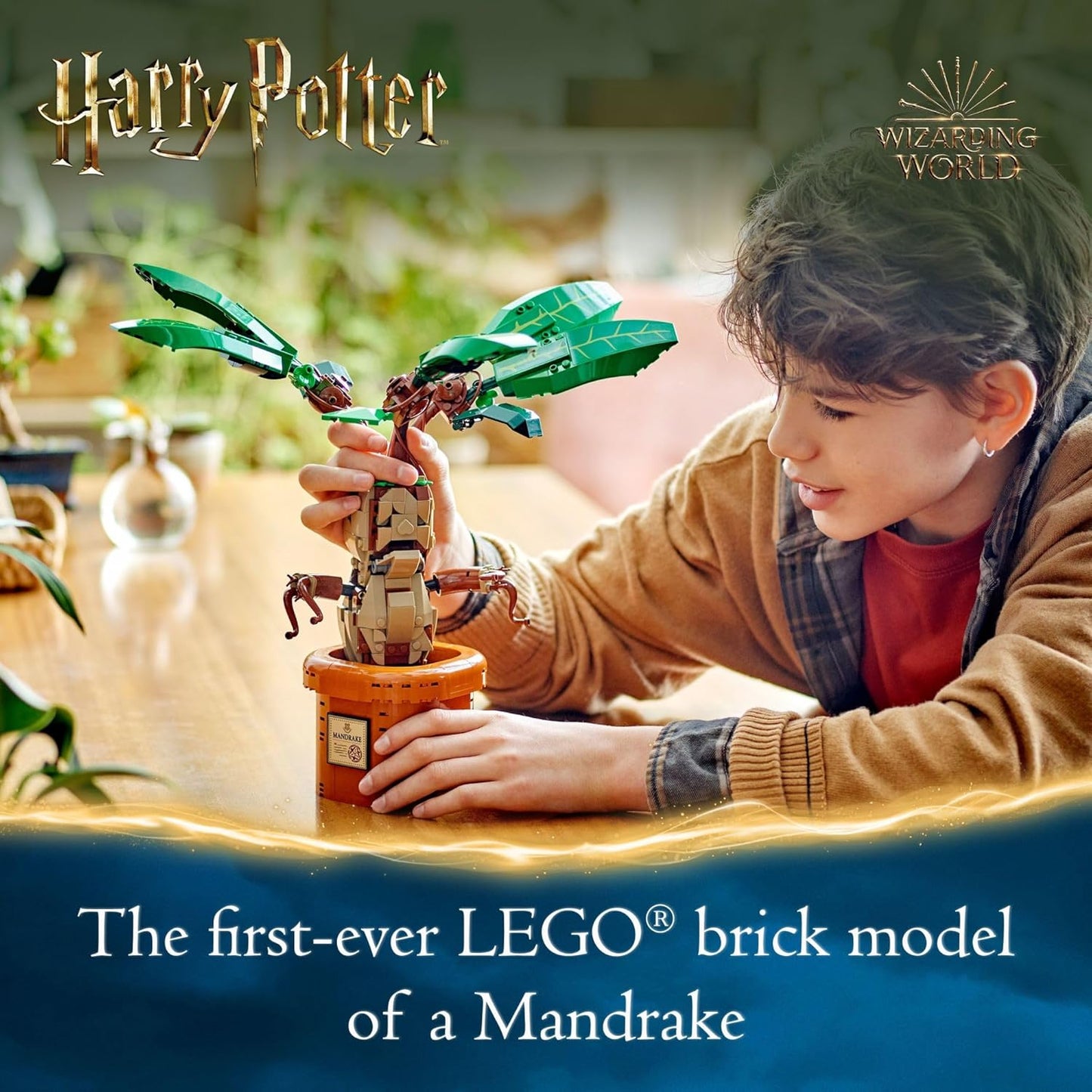 LEGO Figura de mandrágora de Harry Potter y juguete de planta de maceta, idea de regalo coleccionable de Harry Potter para niños, juego de criatura mágica para decoración de habitaciones, juguete de