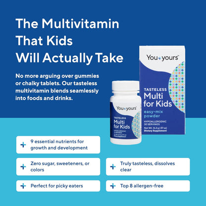 You+yours Polvo multivitamínico insípido para niños y niños pequeño...
