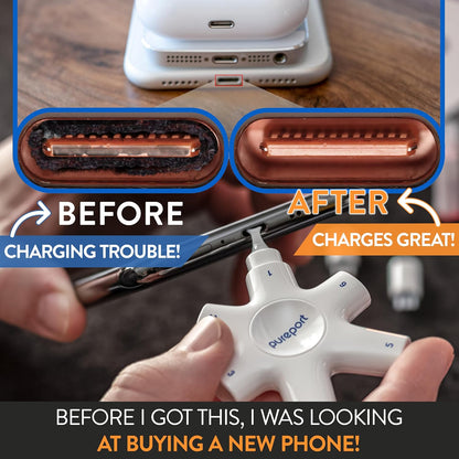 Kit de Limpieza Multi-Herramienta PurePort USB-C | Limpia, repara y restaura puertos USB C y cables de teléfono celular, tableta y portátil | Corrige conexiones poco confiables y malas | Extiende la