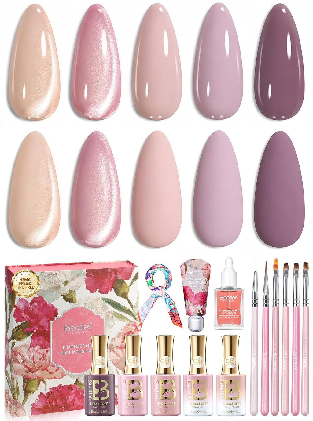 Beetles - Kit de esmalte de uñas de gel con luz UV, 80 unidades, 55...
