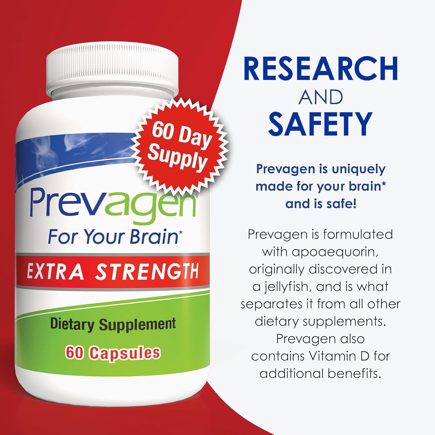 Prevagen Extra Strength - 60 cápsulas (suministro para 2 meses) | F...