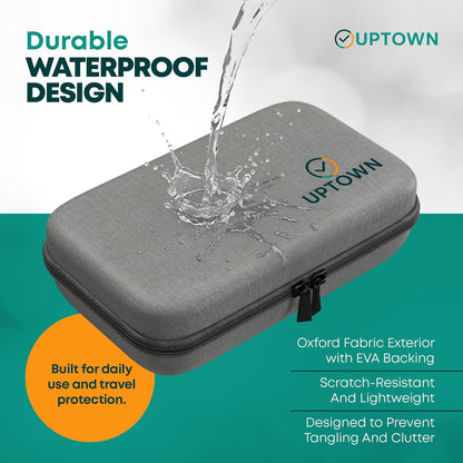Uptown Paquete de tecnología de carga de viaje de 7 piezas, cargador portátil de 10,000 mAh, adaptador de pared GaN de 45 W, cargador de automóvil de 48 W y 4 cables con organizador de cables, esenciales de viaje para teléfonos, tabletas y computadoras po