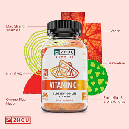 ZHOU Paquete de apoyo inmunológico: gomitas de saúco y vitamina C p...