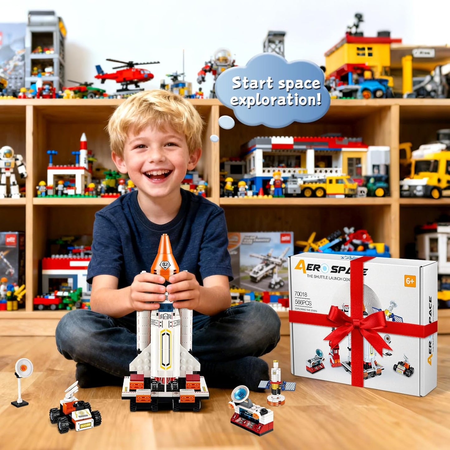 Kit de bloques de construcción de cohetes espaciales 12 en 1, juguete educativo STEM de 6 a 12 años, juego de montaje creativo de 566 piezas para niños