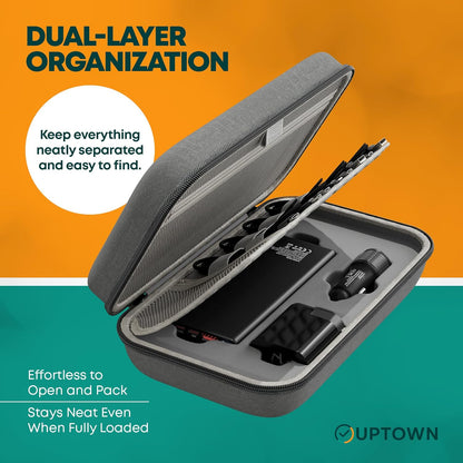 Uptown Paquete de tecnología de carga de viaje de 7 piezas, cargador portátil de 10,000 mAh, adaptador de pared GaN de 45 W, cargador de automóvil de 48 W y 4 cables con organizador de cables, esenciales de viaje para teléfonos, tabletas y computadoras po