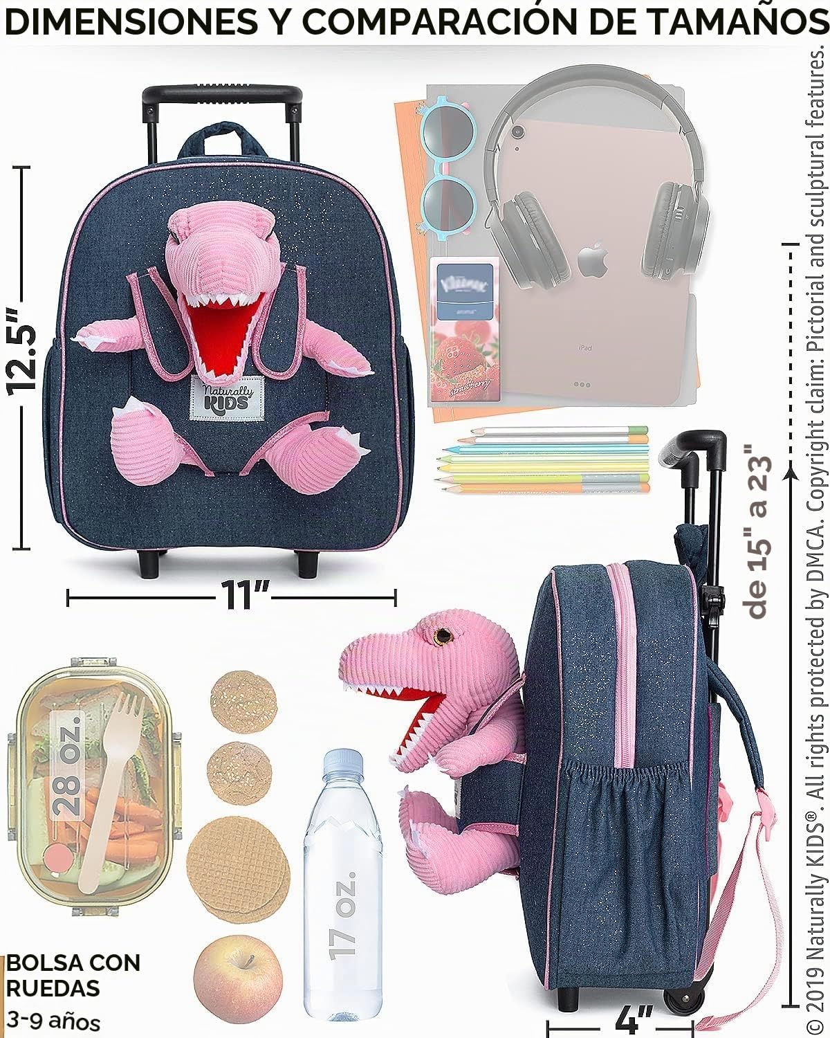 Naturally KIDS Maleta para niños pequeños con juguete de dinosaurio...